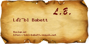 Lőbl Babett névjegykártya